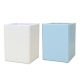 Maxbell White Plain Square Leather Pen Container Brush Pot Tabletop Storage Box - Aladdin Shoppers