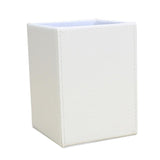 Maxbell White Plain Square Leather Pen Container Brush Pot Tabletop Storage Box - Aladdin Shoppers