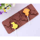 Maxbell 6 Holes Lollipop Chocolate Candy Bath Bombs Mould Silicone Monkey