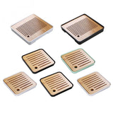 Max Bamboo Tea Tray Drainage Water Storage Kung Fu Tea set White S