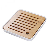 Max Bamboo Tea Tray Drainage Water Storage Kung Fu Tea set White S