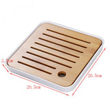 Max Bamboo Tea Tray Drainage Water Storage Kung Fu Tea set White S