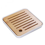 Max Bamboo Tea Tray Drainage Water Storage Kung Fu Tea set White S