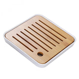 Max Bamboo Tea Tray Drainage Water Storage Kung Fu Tea set White S