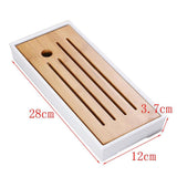 Max Kung Fu GongFu Tea Table Serving Tray Drainage Type White S 1