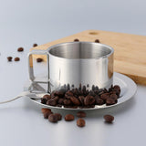 Maxbell Coffee Cup Set Stainless Steel Double Walled Cups Tea Cup Saucer Spoon S - Aladdin Shoppers