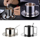 Maxbell Coffee Cup Set Stainless Steel Double Walled Cups Tea Cup Saucer Spoon S - Aladdin Shoppers