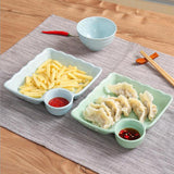 Maxbell Ceramics Dumpling Dishes With Dish Plate Sushi Tray Food Snack Plate blue