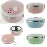 Max Student Stainless Steel Thermal Lunch Box Portable Tiffin Bento Box Pink