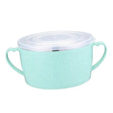 Max Stainless Steel Kids Noodles Bowl with Spoon for Ramen Soup Rice Snack Green