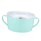 Max Stainless Steel Kids Noodles Bowl with Spoon for Ramen Soup Rice Snack Green