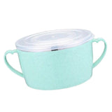 Max Stainless Steel Kids Noodles Bowl with Spoon for Ramen Soup Rice Snack Green