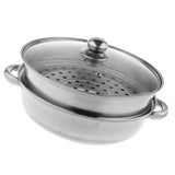 Max Stainless Steel Steam Cooker Steamer Pan Cook Pot Set Glass Lid  2 Tier A