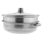 Max Stainless Steel Steam Cooker Steamer Pan Cook Pot Set Glass Lid  2 Tier A
