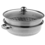 Max Stainless Steel Steam Cooker Steamer Pan Cook Pot Set Glass Lid  2 Tier A