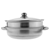 Max Stainless Steel Steam Cooker Steamer Pan Cook Pot Set Glass Lid  2 Tier A
