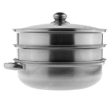 Max Stainless Steel Steam Cooker Steamer Pan Cook Pot Set Glass Lid  3 Tier A