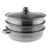 Max Stainless Steel Steam Cooker Steamer Pan Cook Pot Set Glass Lid  3 Tier A