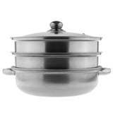 Max Stainless Steel Steam Cooker Steamer Pan Cook Pot Set Glass Lid  3 Tier A