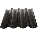 Max Non stick French Bread Baguette Tray 4 Slot Perforated Bake Pan  Black