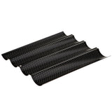 Max Non stick French Bread Baguette Tray 4 Slot Perforated Bake Pan  Black