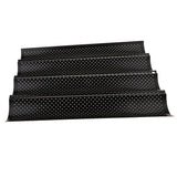 Max Non stick French Bread Baguette Tray 4 Slot Perforated Bake Pan  Black