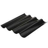 Max Non stick French Bread Baguette Tray 4 Slot Perforated Bake Pan  Black
