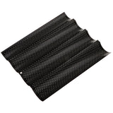 Max Non stick French Bread Baguette Tray 4 Slot Perforated Bake Pan  Black