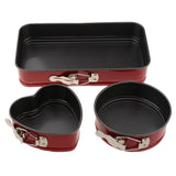 Max 3pcs Springform Pan set Nonstick Cake Pan Bakeware Cheesecake Pan red