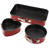 Max 3pcs Springform Pan set Nonstick Cake Pan Bakeware Cheesecake Pan red
