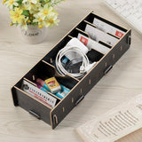 Max 9 Dividers Name Card Wooden business card case office desktop Black