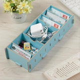 Max 9 Dividers Name Card Wooden business card case office desktop Light blue