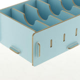 Max 9 Dividers Name Card Wooden business card case office desktop Light blue