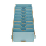 Max 9 Dividers Name Card Wooden business card case office desktop Light blue