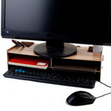 Max Computer Monitor Riser Speaker PC Laptop Screen Stand Desk Organizer  Brown