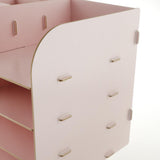 Max Desktop Organizer Office Storage Rack Wood Display Shelf Display Pink