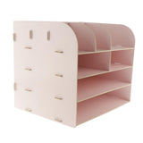 Max Desktop Organizer Office Storage Rack Wood Display Shelf Display Pink