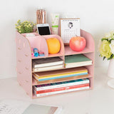 Max Desktop Organizer Office Storage Rack Wood Display Shelf Display Pink