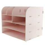 Max Desktop Organizer Office Storage Rack Wood Display Shelf Display Pink
