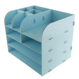 Max Desktop Organizer Office Storage Rack Wood Display Shelf Display blue