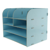 Max Desktop Organizer Office Storage Rack Wood Display Shelf Display blue