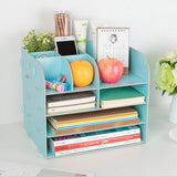 Max Desktop Organizer Office Storage Rack Wood Display Shelf Display blue