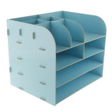 Max Desktop Organizer Office Storage Rack Wood Display Shelf Display blue