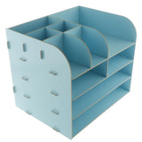 Max Desktop Organizer Office Storage Rack Wood Display Shelf Display blue