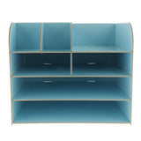 Max Desktop Organizer Office Storage Rack Wood Display Shelf Display blue