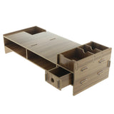 Max Wood Monitor Stand Drawers Computer Laptop Printer Riser Desk  Dark brown