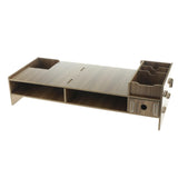 Max Wood Monitor Stand Drawers Computer Laptop Printer Riser Desk  Dark brown