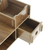 Max Wood Monitor Stand Drawers Computer Laptop Printer Riser Desk  Dark brown