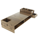 Max Wood Monitor Stand Drawers Computer Laptop Printer Riser Desk  Dark brown