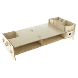 Max Wood Monitor Stand Drawers Computer Laptop Printer Riser Desk  Rice white